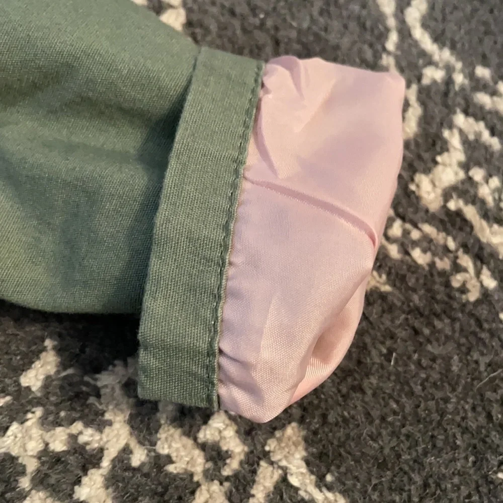 Old Navy Army Green Utility Jacket with Hood Pink Lining 6-12 M